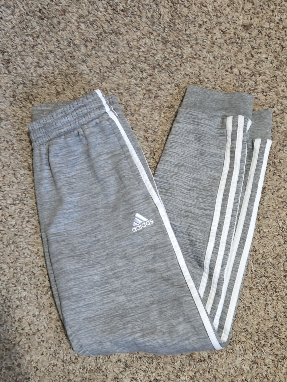 adidas Gray Jogger Sweatpants with White Three Stripes